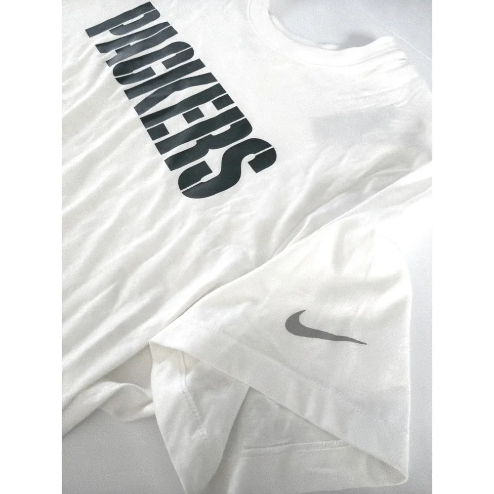 Nike Green Bay Packers T-Shirt Mens XL White Stencil Graphic The Nike Tee NFL
